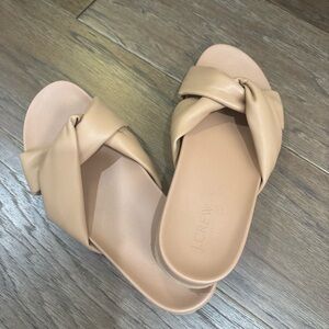 JCrew Crossover Pool Slide Sandal Shoes camel womens size 9